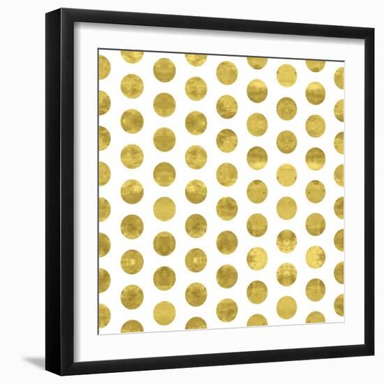 White and Gold Pattern. Abstract Geometric Modern Polka Dot Background. Vector Illustration.Shiny B-Lami Ka-Framed Art Print