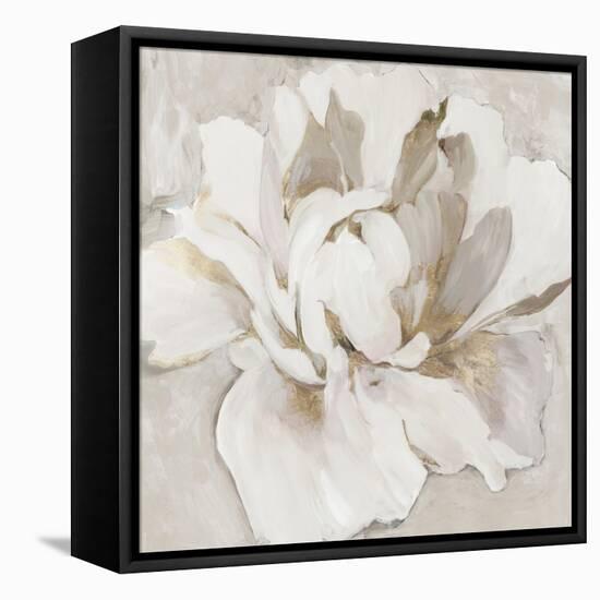 White and Gold Peonia-Asia Jensen-Framed Stretched Canvas