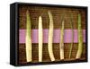 White and Green Asparagus Spears on Wicker Tray-null-Framed Stretched Canvas