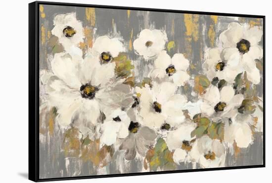 White and Green Bloom Gray-Silvia Vassileva-Framed Stretched Canvas