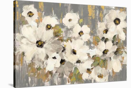 White and Green Bloom Gray-Silvia Vassileva-Stretched Canvas