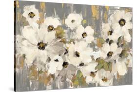 White and Green Bloom Gray-Silvia Vassileva-Stretched Canvas