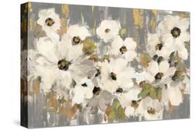 White and Green Bloom Gray-Silvia Vassileva-Stretched Canvas