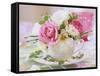 White and Pink Roses and Heather in a Cup-Friedrich Strauss-Framed Stretched Canvas