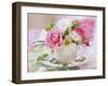 White and Pink Roses and Heather in a Cup-Friedrich Strauss-Framed Photographic Print