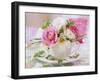 White and Pink Roses and Heather in a Cup-Friedrich Strauss-Framed Photographic Print