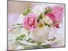 White and Pink Roses and Heather in a Cup-Friedrich Strauss-Mounted Photographic Print