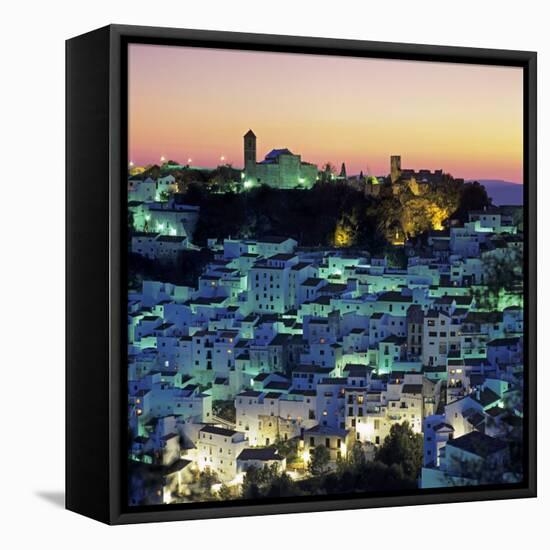 White Andalucian Village at Dusk, Casares, Andalucia, Spain, Europe-Stuart Black-Framed Stretched Canvas