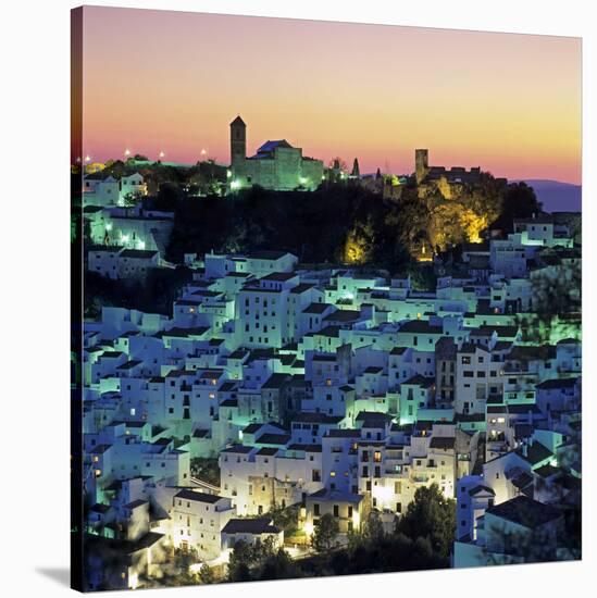 White Andalucian Village at Dusk, Casares, Andalucia, Spain, Europe-Stuart Black-Stretched Canvas