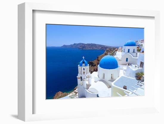 White Architecture of Oia Village on Santorini Island, Greece-Patryk Kosmider-Framed Photographic Print