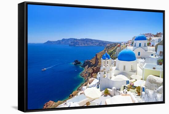 White Architecture of Oia Village on Santorini Island, Greece-Patryk Kosmider-Framed Stretched Canvas
