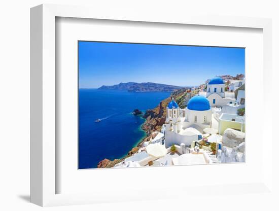 White Architecture of Oia Village on Santorini Island, Greece-Patryk Kosmider-Framed Photographic Print