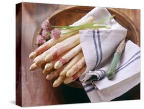 White Asparagus with Fresh Chives on Tea Towel-Eising Studio - Food Photo and Video-Stretched Canvas