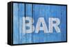 White Bar Sign Painted On A Dilapidated Blue Wooden Wall-Dutourdumonde-Framed Stretched Canvas