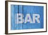 White Bar Sign Painted On A Dilapidated Blue Wooden Wall-Dutourdumonde-Framed Art Print