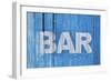 White Bar Sign Painted On A Dilapidated Blue Wooden Wall-Dutourdumonde-Framed Art Print