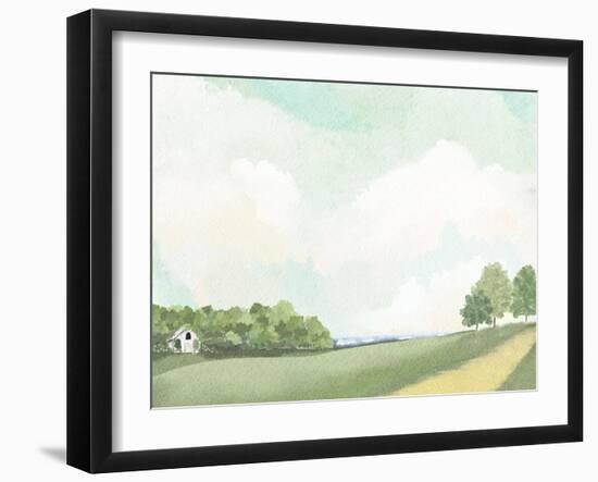 White Barn By The Lake-Leah Straastma-Framed Art Print