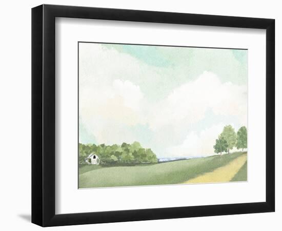 White Barn By The Lake-Leah Straastma-Framed Art Print