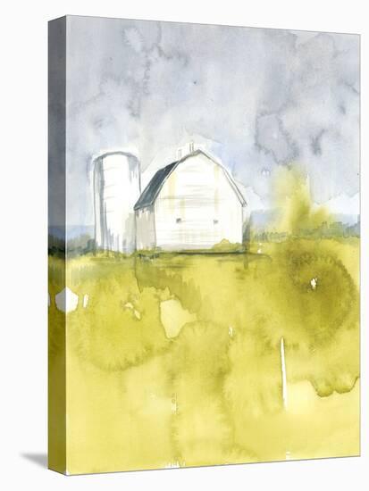 White Barn on Citron II-Jennifer Goldberger-Stretched Canvas