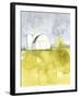 White Barn on Citron II-Jennifer Goldberger-Framed Art Print