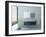 White Bathroom Interior with Concrete Walls and Tiled Floor-PlusONE-Framed Photographic Print