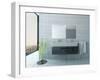 White Bathroom Interior with Concrete Walls and Tiled Floor-PlusONE-Framed Photographic Print