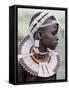 White Beadwork and Circular Scar on Cheek of This Maasai Girl, from the Kisongo Group-Nigel Pavitt-Framed Stretched Canvas