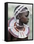 White Beadwork and Circular Scar on Cheek of This Maasai Girl, from the Kisongo Group-Nigel Pavitt-Framed Stretched Canvas