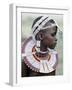 White Beadwork and Circular Scar on Cheek of This Maasai Girl, from the Kisongo Group-Nigel Pavitt-Framed Photographic Print