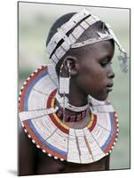 White Beadwork and Circular Scar on Cheek of This Maasai Girl, from the Kisongo Group-Nigel Pavitt-Mounted Photographic Print