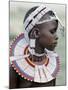 White Beadwork and Circular Scar on Cheek of This Maasai Girl, from the Kisongo Group-Nigel Pavitt-Mounted Photographic Print