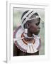 White Beadwork and Circular Scar on Cheek of This Maasai Girl, from the Kisongo Group-Nigel Pavitt-Framed Photographic Print