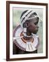 White Beadwork and Circular Scar on Cheek of This Maasai Girl, from the Kisongo Group-Nigel Pavitt-Framed Photographic Print