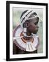 White Beadwork and Circular Scar on Cheek of This Maasai Girl, from the Kisongo Group-Nigel Pavitt-Framed Photographic Print