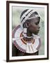 White Beadwork and Circular Scar on Cheek of This Maasai Girl, from the Kisongo Group-Nigel Pavitt-Framed Photographic Print