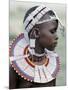 White Beadwork and Circular Scar on Cheek of This Maasai Girl, from the Kisongo Group-Nigel Pavitt-Mounted Photographic Print