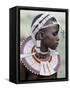 White Beadwork and Circular Scar on Cheek of This Maasai Girl, from the Kisongo Group-Nigel Pavitt-Framed Stretched Canvas