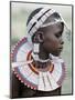 White Beadwork and Circular Scar on Cheek of This Maasai Girl, from the Kisongo Group-Nigel Pavitt-Mounted Photographic Print