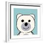 White Bear Funny Cartoon Animal Toy-Elena Kozyreva-Framed Premium Giclee Print