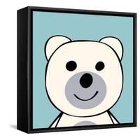 White Bear Funny Cartoon Animal Toy-Elena Kozyreva-Framed Stretched Canvas