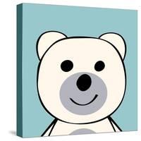 White Bear Funny Cartoon Animal Toy-Elena Kozyreva-Stretched Canvas