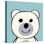 White Bear Funny Cartoon Animal Toy-Elena Kozyreva-Stretched Canvas