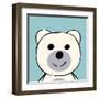 White Bear Funny Cartoon Animal Toy-Elena Kozyreva-Framed Art Print