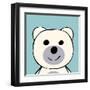 White Bear Funny Cartoon Animal Toy-Elena Kozyreva-Framed Art Print