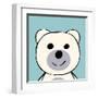 White Bear Funny Cartoon Animal Toy-Elena Kozyreva-Framed Art Print