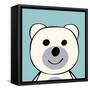 White Bear Funny Cartoon Animal Toy-Elena Kozyreva-Framed Stretched Canvas