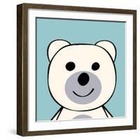 White Bear Funny Cartoon Animal Toy-Elena Kozyreva-Framed Art Print