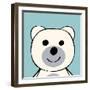 White Bear Funny Cartoon Animal Toy-Elena Kozyreva-Framed Art Print