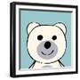 White Bear Funny Cartoon Animal Toy-Elena Kozyreva-Framed Art Print