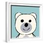 White Bear Funny Cartoon Animal Toy-Elena Kozyreva-Framed Art Print